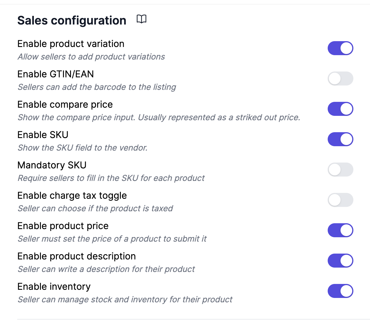 Sales configuration