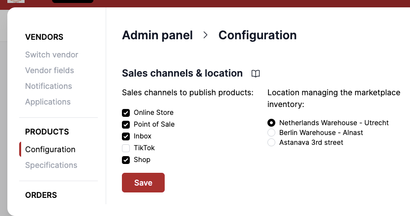 Sales channel and location