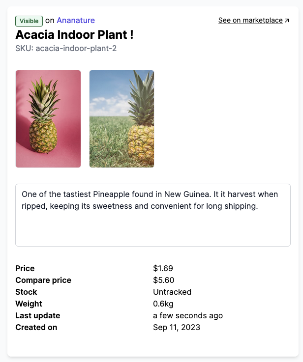 listing view with generated fields