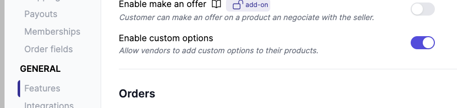 Enable custom options in Garnet configuration