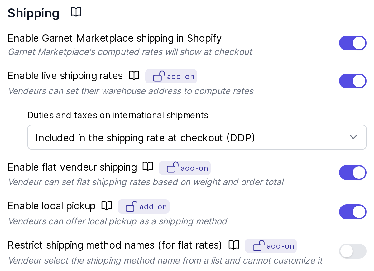 Duties and taxes setting