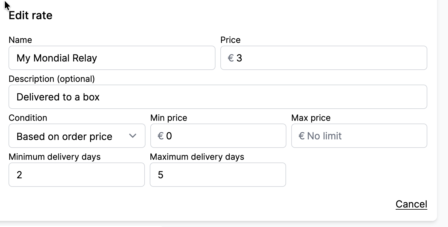 Delivery days on a flat rate