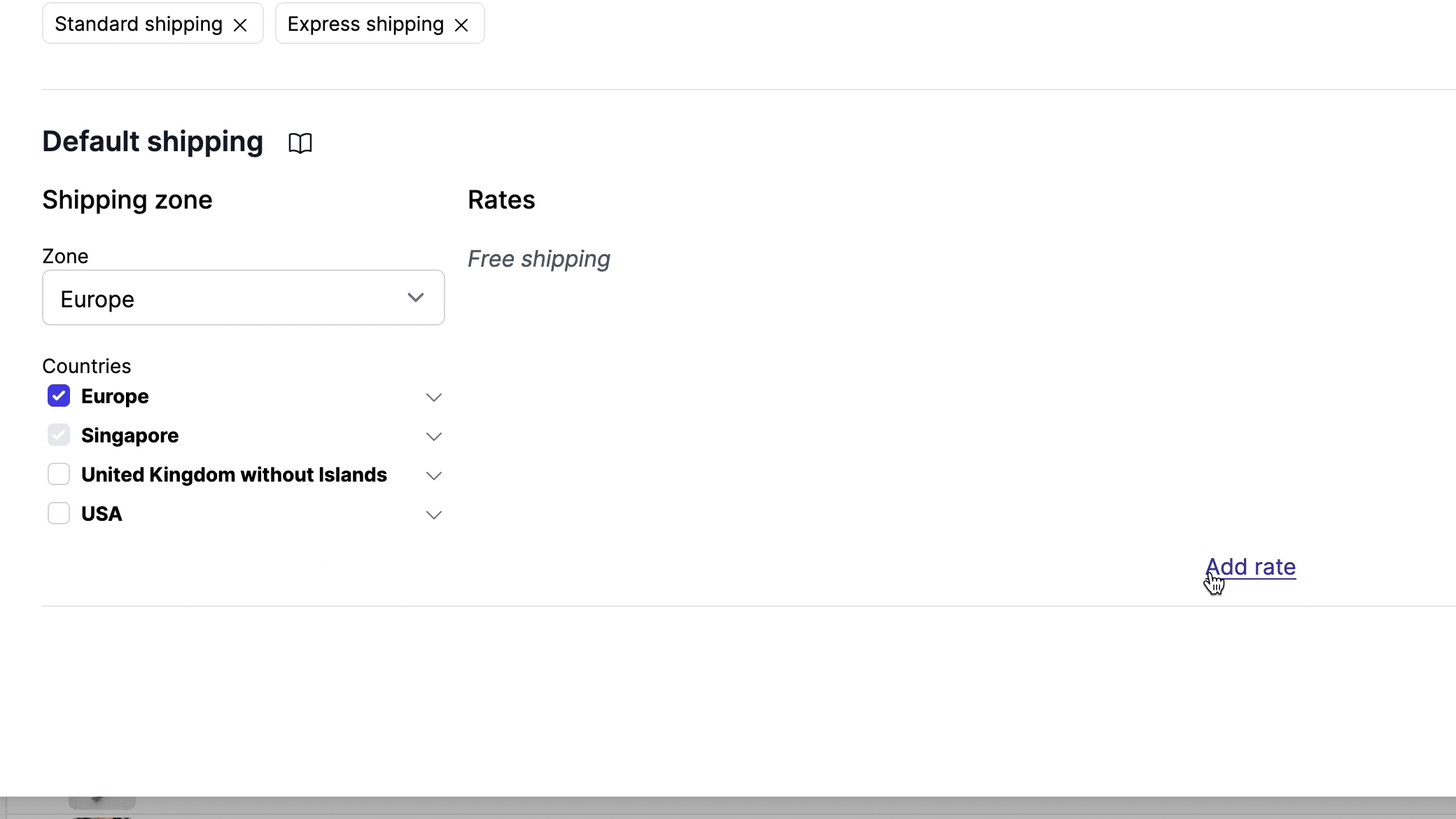 default shipping rate example live