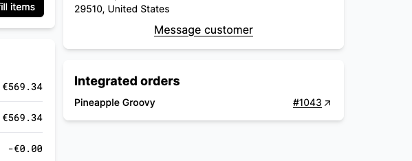 Integrated orders card on order page