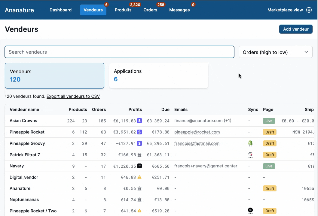 Invite a vendor from the admin panel