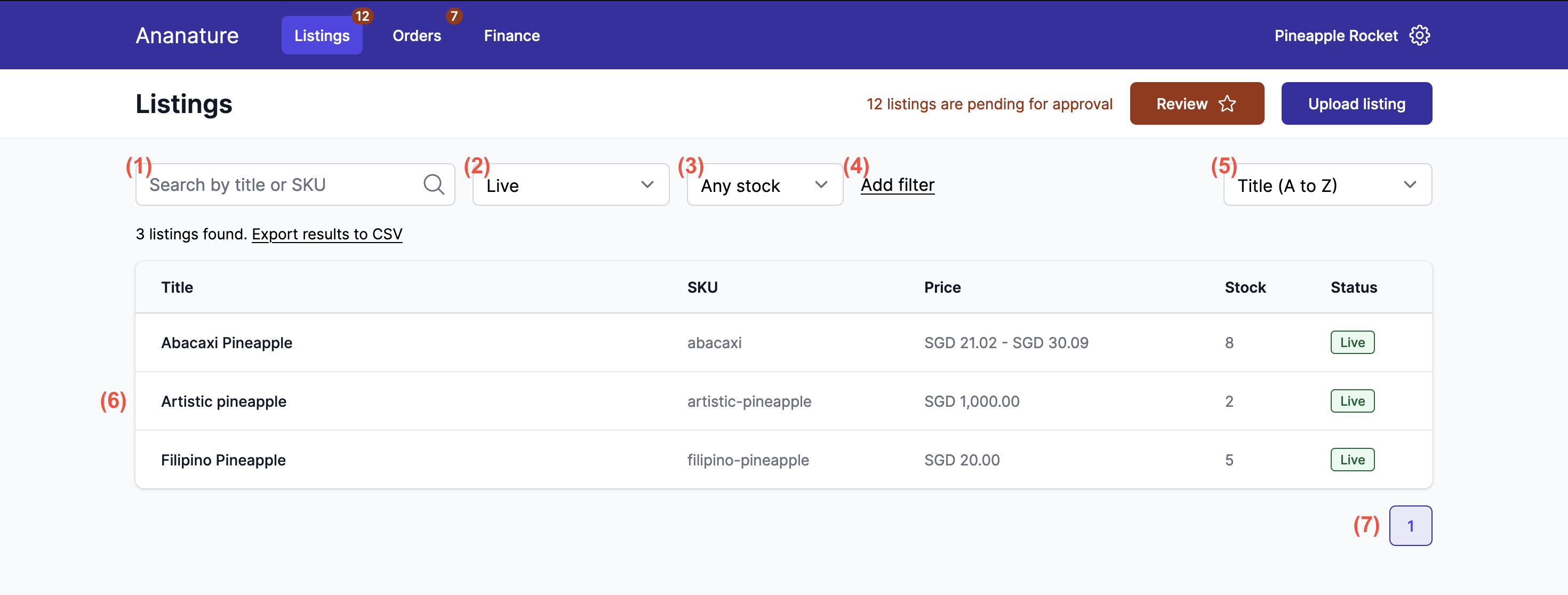 listing search