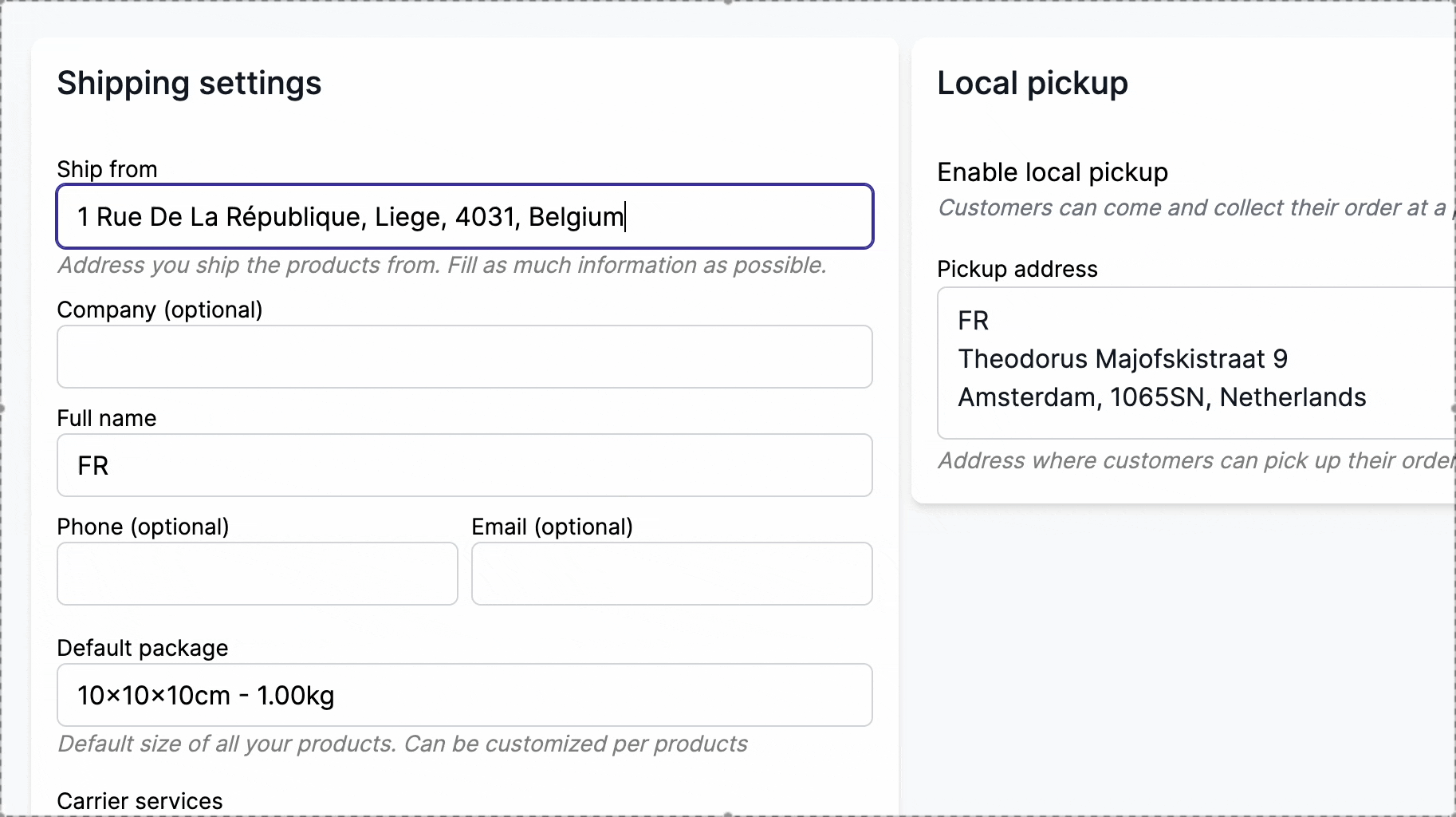 Search the warehouse address