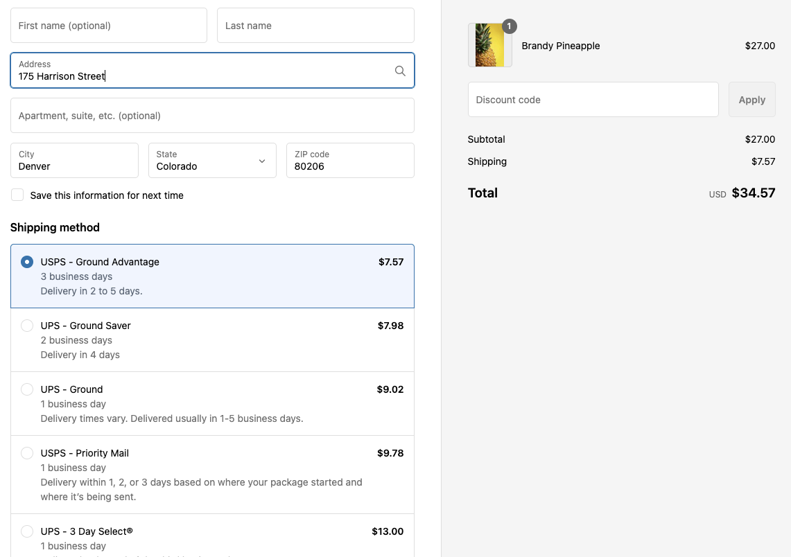 Live shipping rate demo