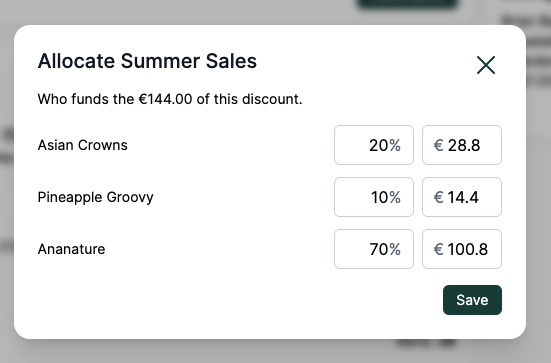 Allocate a discount between vendors and the marketplace
