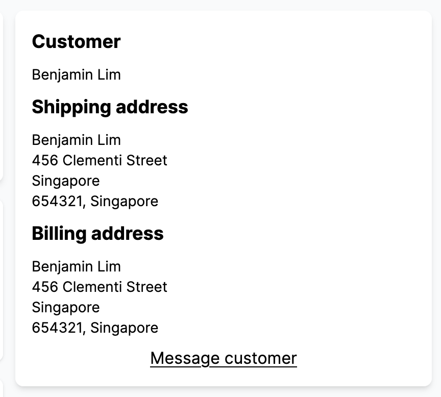 Order details customer