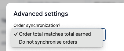 Order synchronization setting