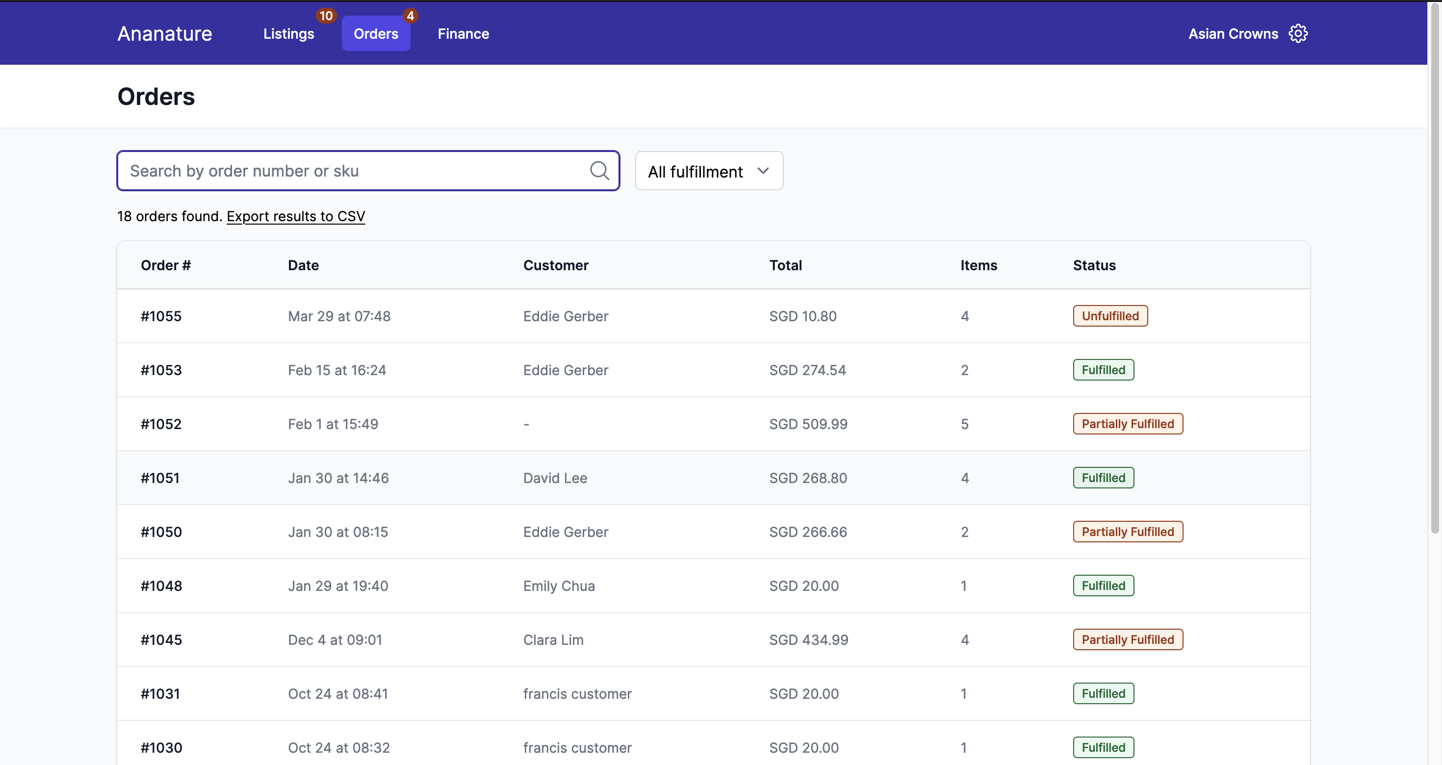 order view list