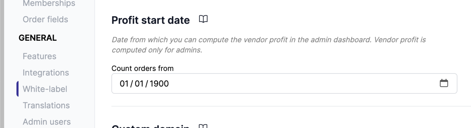 Profit start date setting