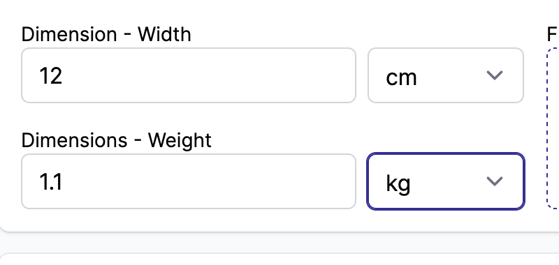 Dimension and weight product fields