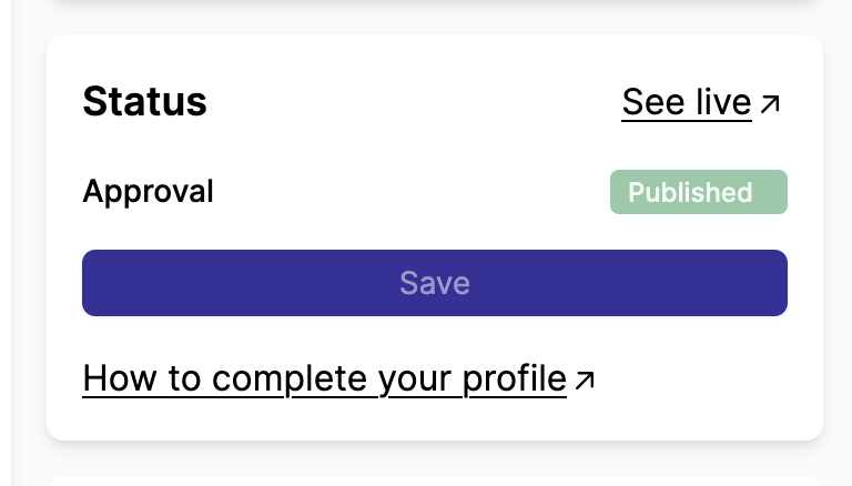 Vendor profile documentation link