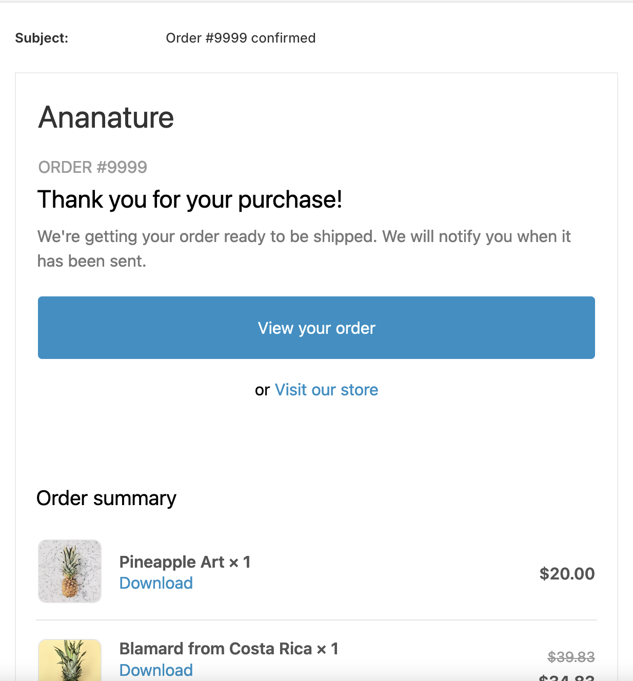 email result