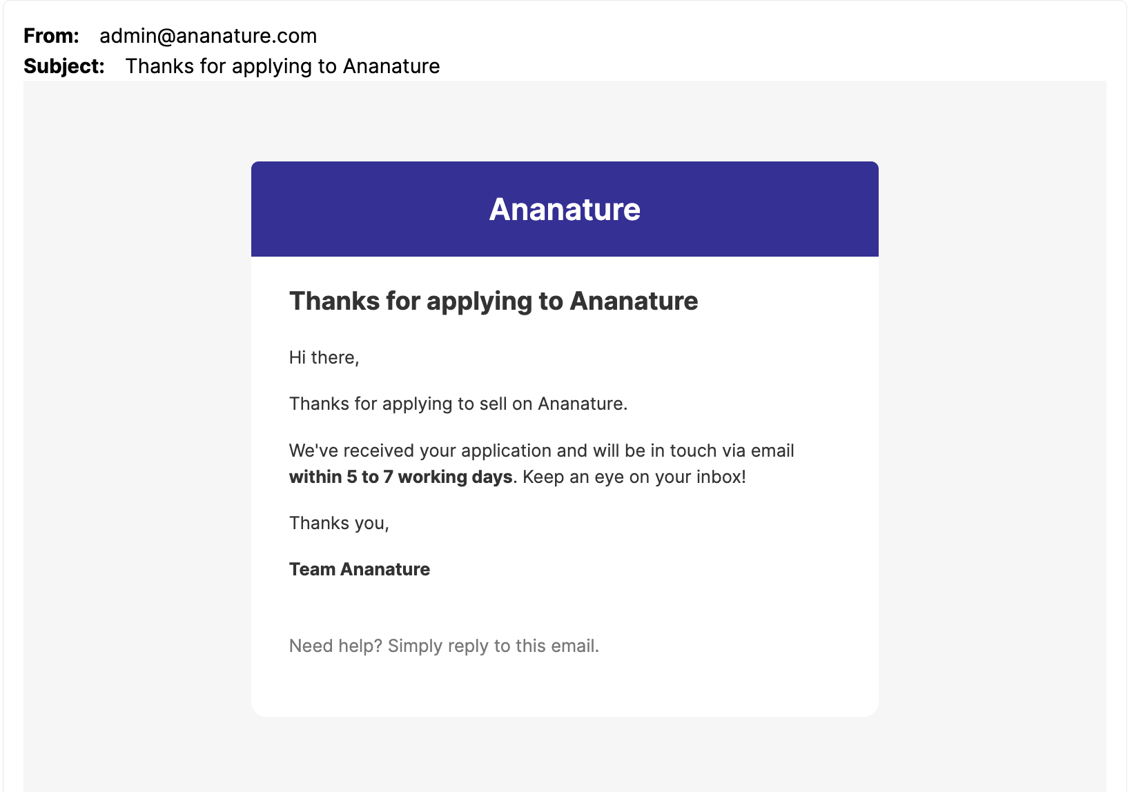 Application received