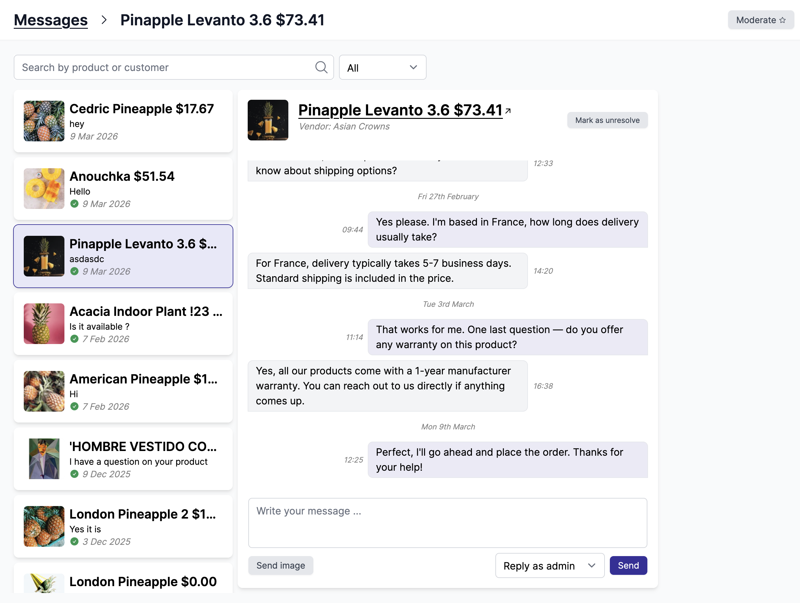 Search and resolve conversations