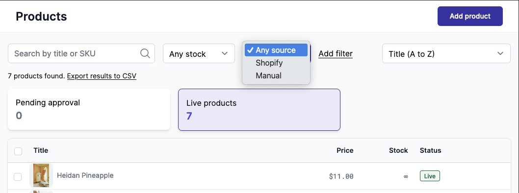 Filter by source view