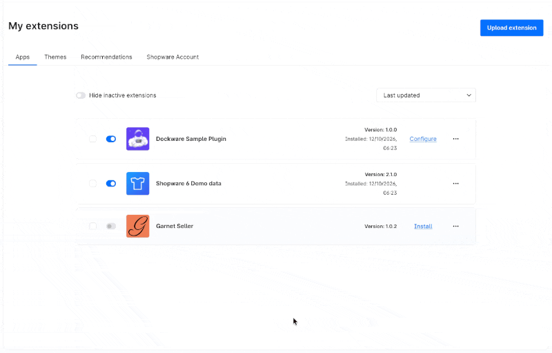 Install Garnet Seller on Shopware