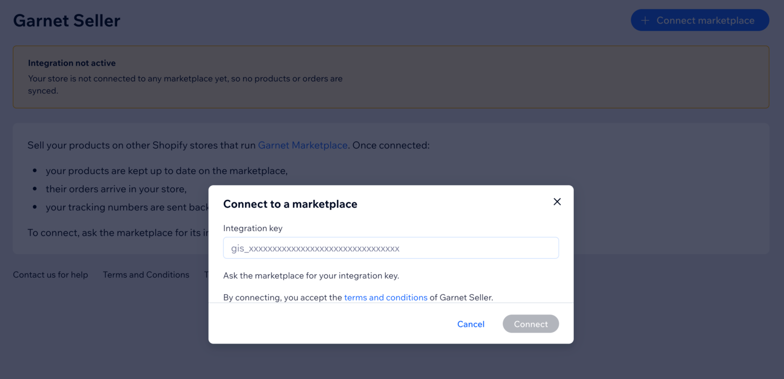 Connect a Wix site to a marketplace